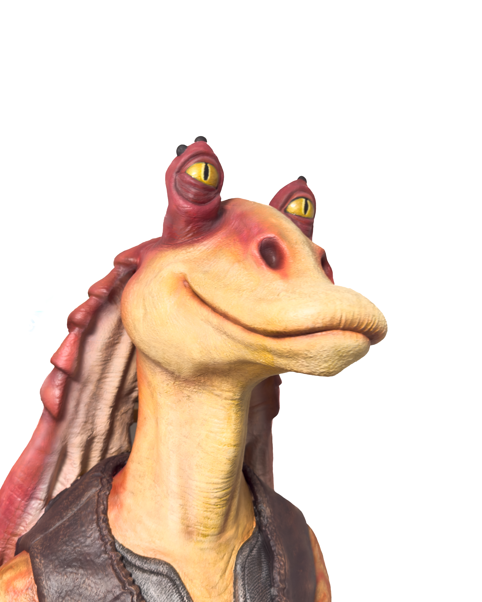 Figura de Jar Jar Binks impresa y acabada a medida como pieza para escaparate y eventos por Ramón Paco Studio